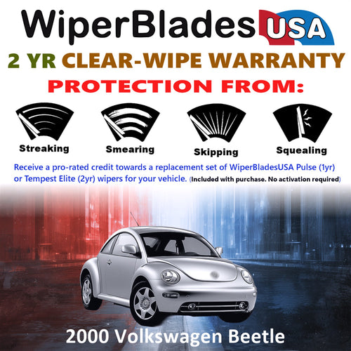 2000 Volkswagen Beetle Front Wiper blades Set  Includes 2yr Wear Warranty & Free Delivery