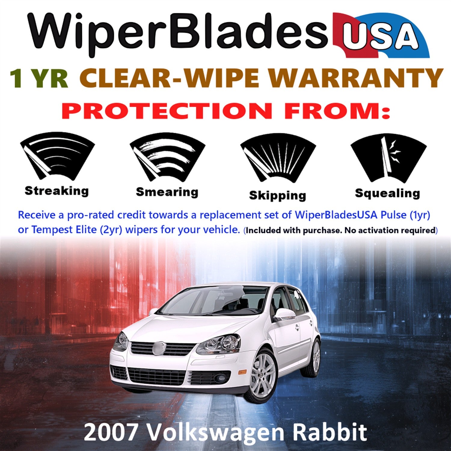 2007 Volkswagen Rabbit Front Wiper blades Set Includes 1yr Wear Warranty & Free Delivery