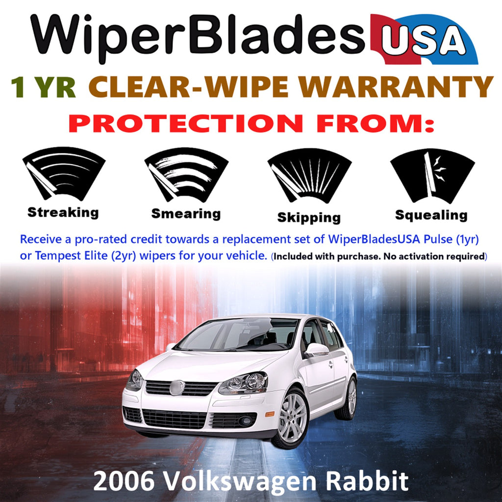 2006 Volkswagen Rabbit Front Wiper blades Set Includes 1yr Wear Warranty & Free Delivery