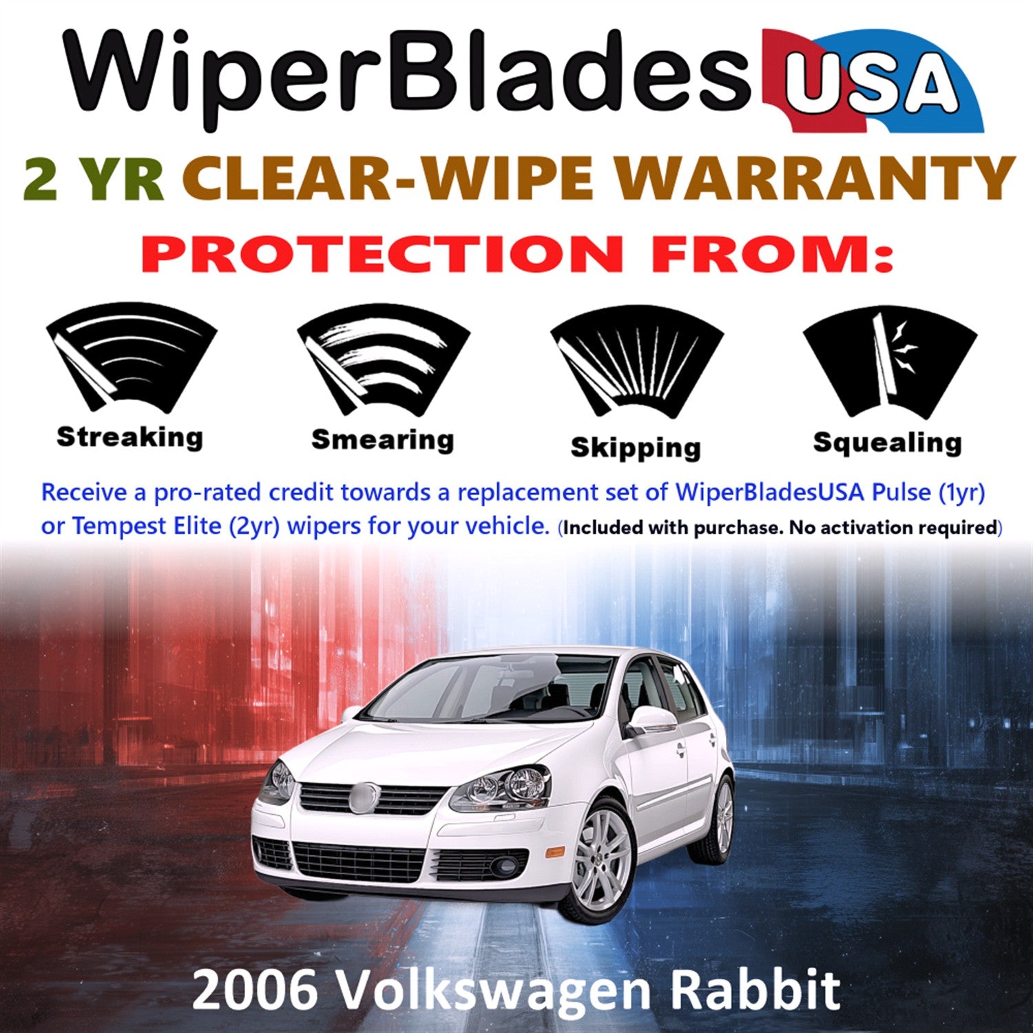 2006 Volkswagen Rabbit Front Wiper blades Set  Includes 2yr Wear Warranty & Free Delivery