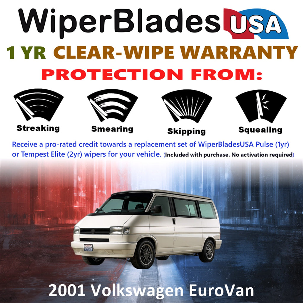 2001 Volkswagen EuroVan Front w/Rear Wiper blades Set Includes 1yr Wear Warranty & Free Delivery