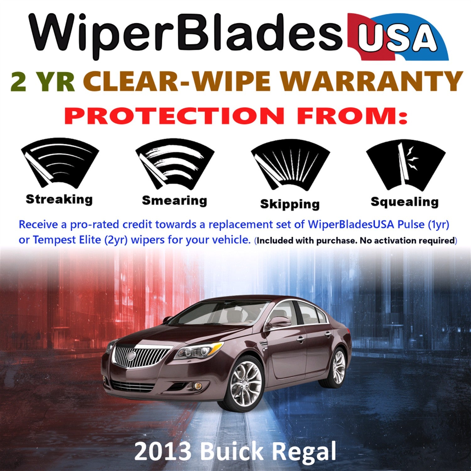 2013 Buick Regal Front Wiper blades Set  Includes 2yr Wear Warranty & Free Delivery