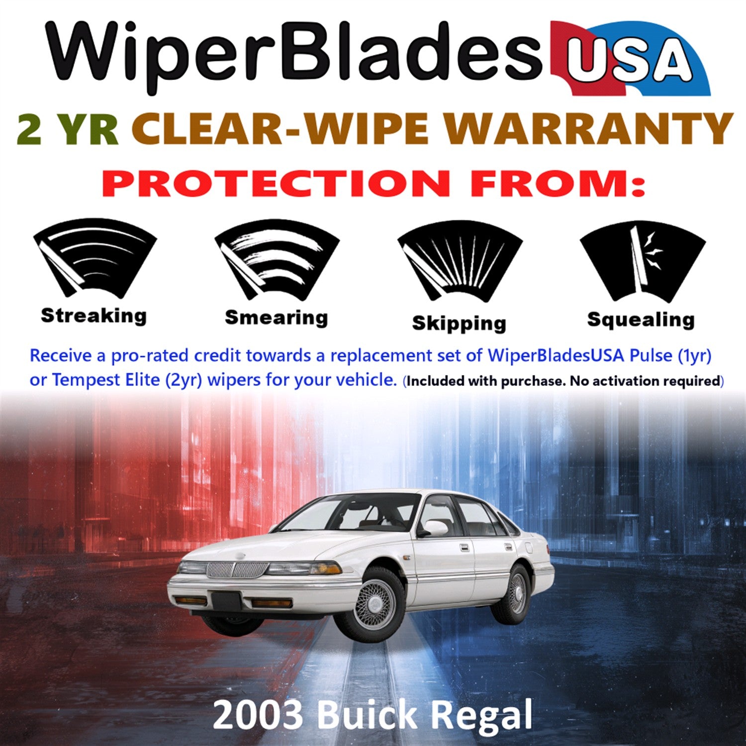 2003 Buick Regal Front Wiper blades Set  Includes 2yr Wear Warranty & Free Delivery
