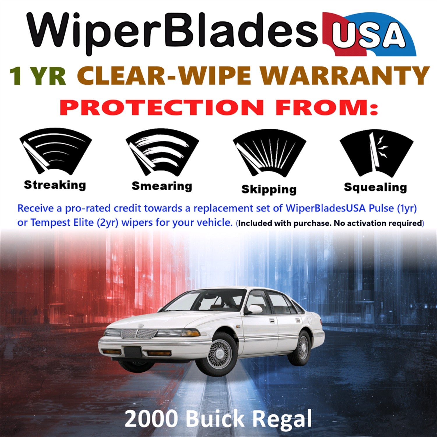 2000 Buick Regal Front Wiper blades Set Includes 1yr Wear Warranty & Free Delivery