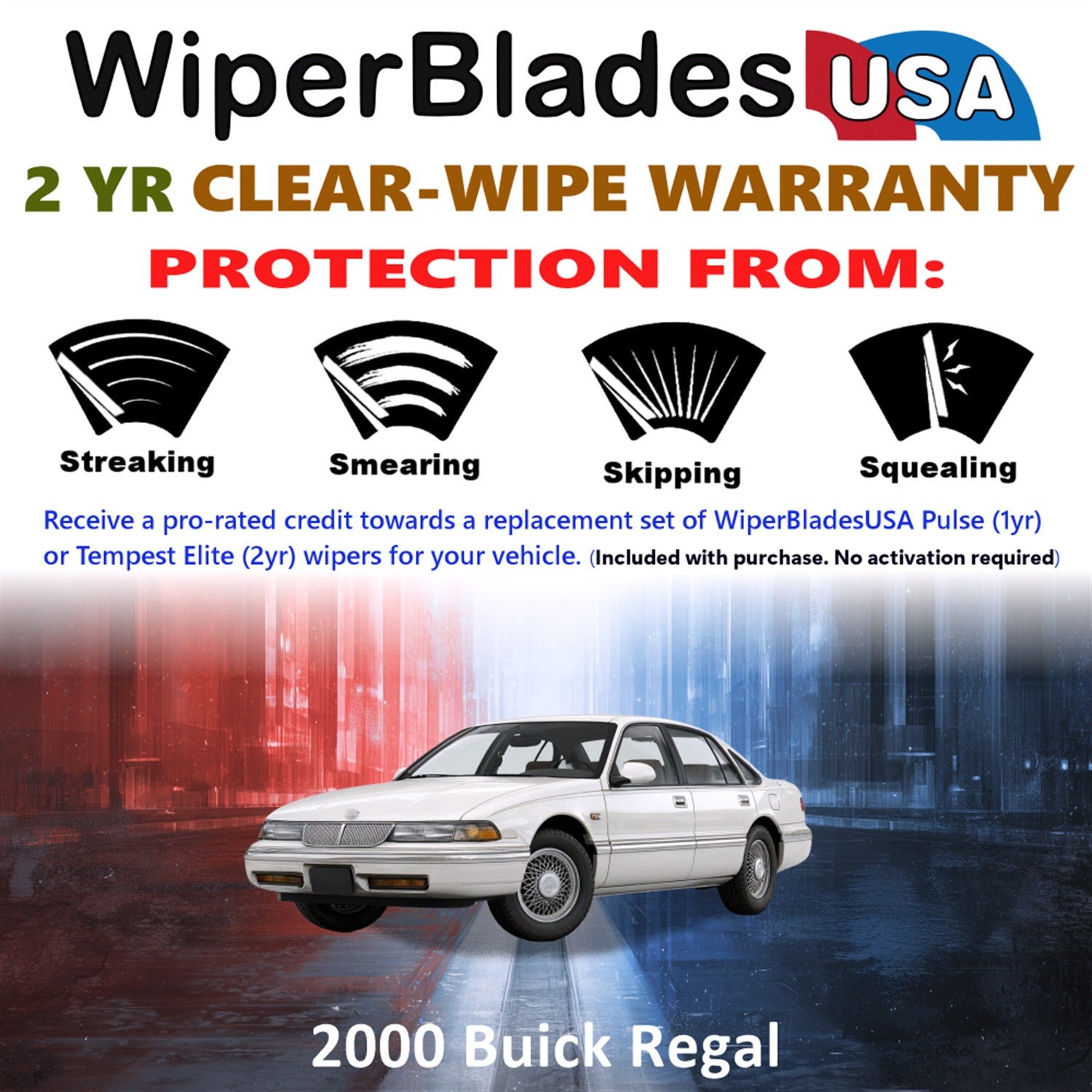 2000 Buick Regal Front Wiper blades Set  Includes 2yr Wear Warranty & Free Delivery