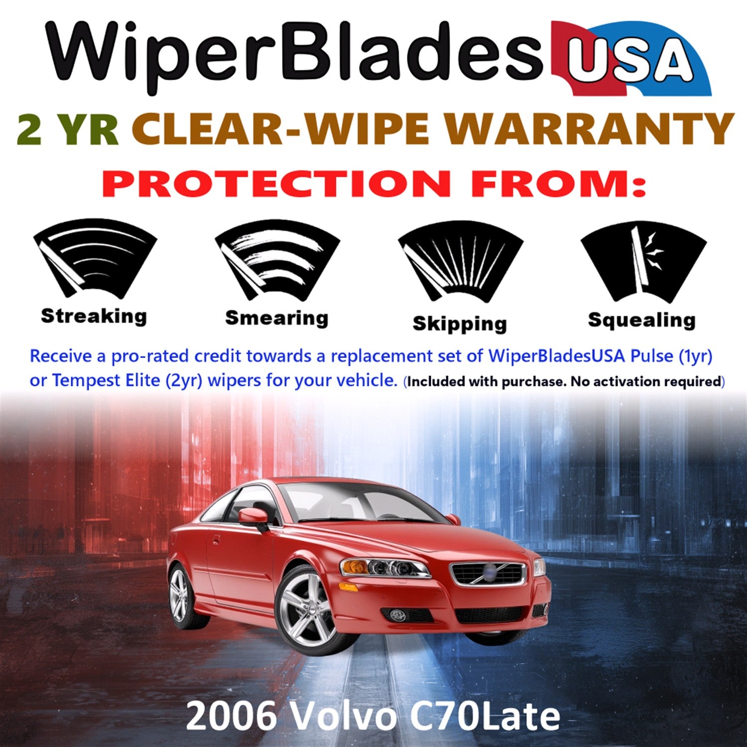 2006 Volvo C70 Late Front Wiper blades Set  Includes 2yr Wear Warranty & Free Delivery