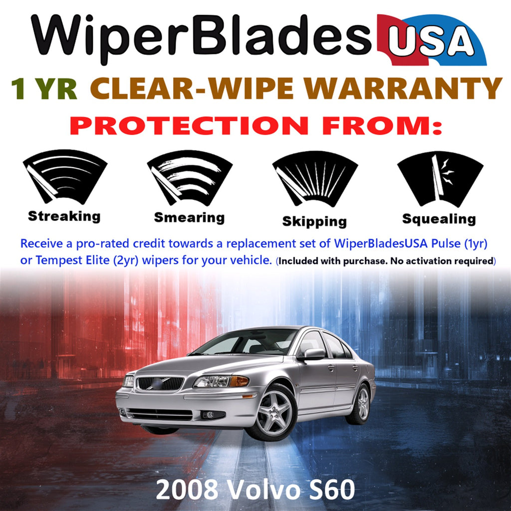 2008 Volvo S60 Front Wiper blades Set Includes 1yr Wear Warranty & Free Delivery