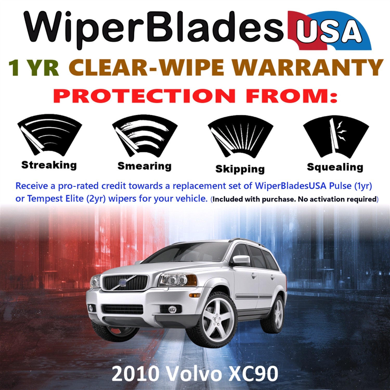 2010 Volvo XC90 Front w/Rear Wiper blades Set Includes 1yr Wear Warranty & Free Delivery