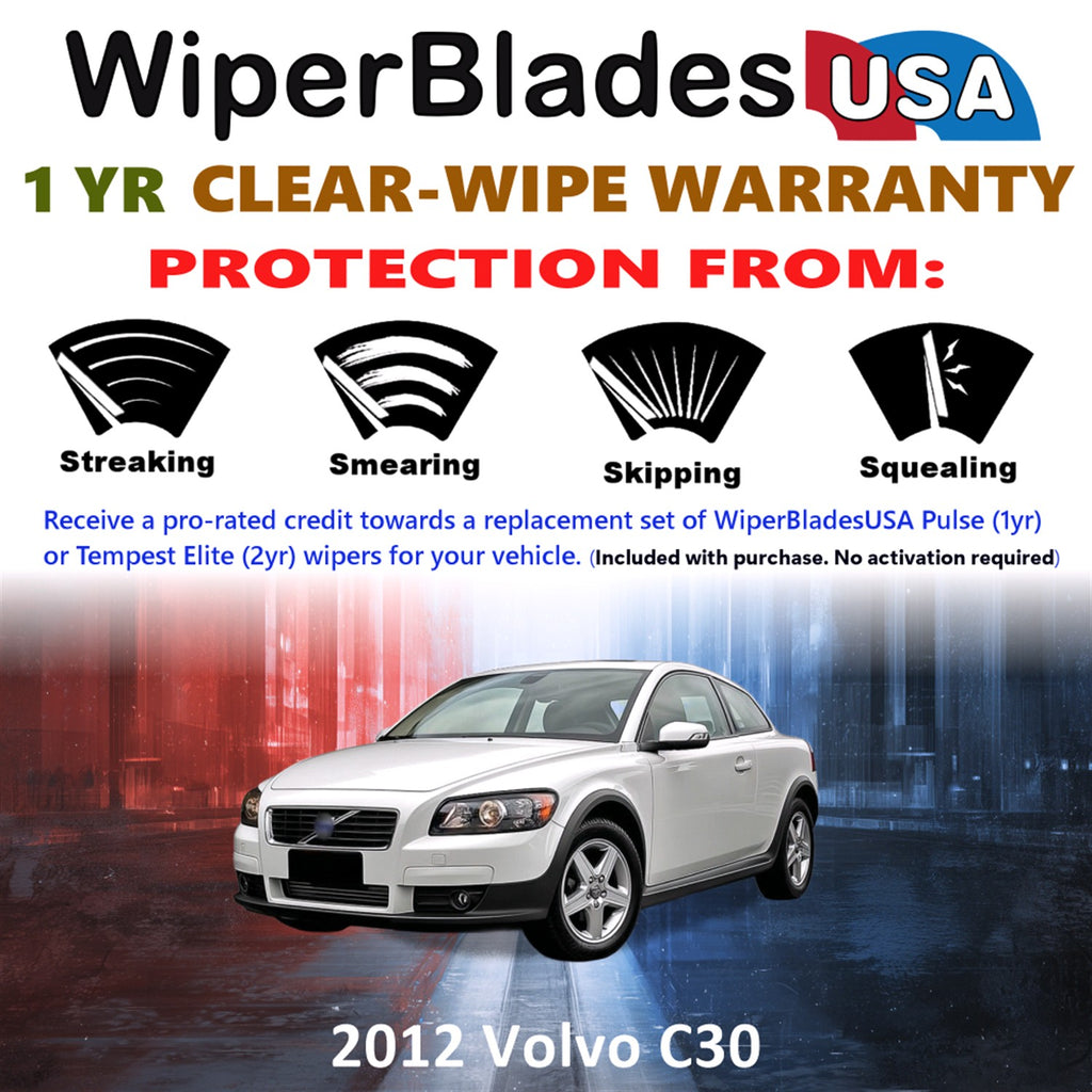 2012 Volvo C30 Front w/Rear Wiper blades Set Includes 1yr Wear Warranty & Free Delivery