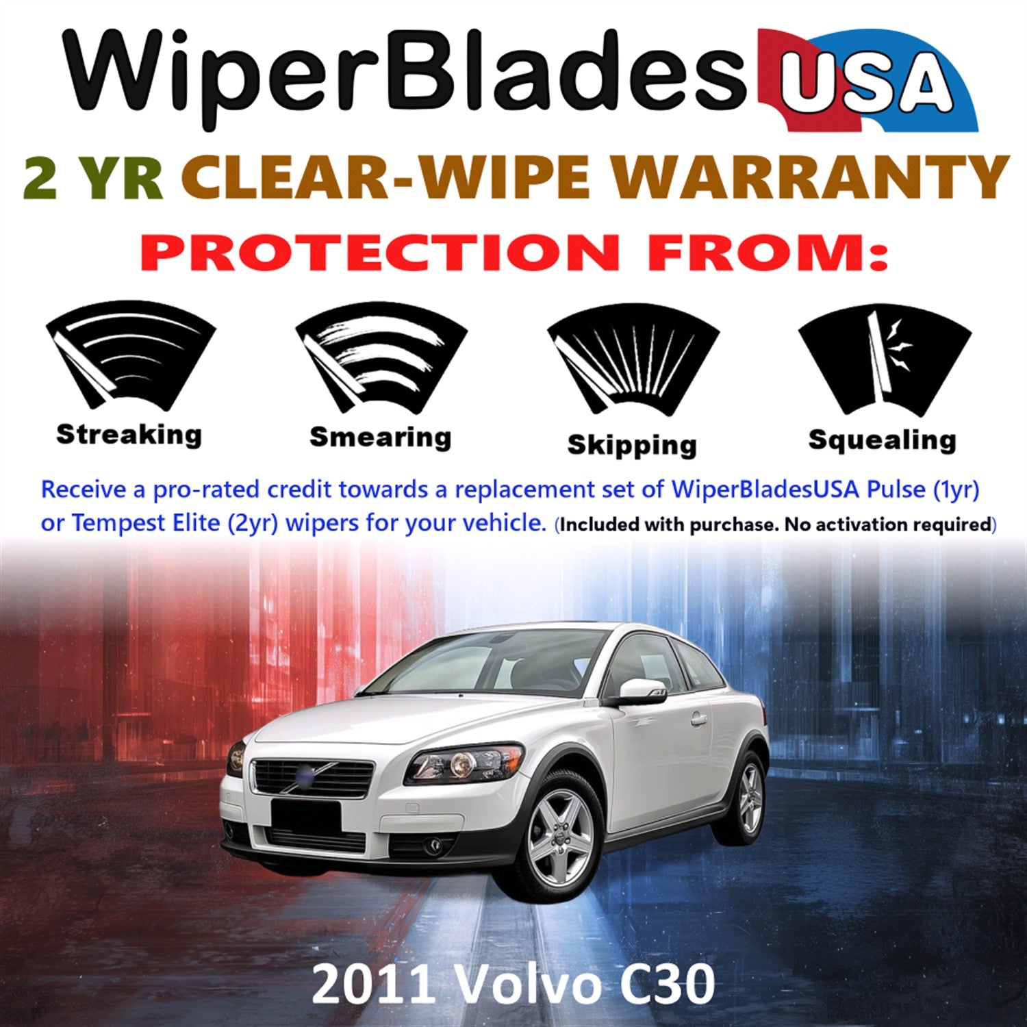 2011 Volvo C30 Front Wiper blades Set  Includes 2yr Wear Warranty & Free Delivery