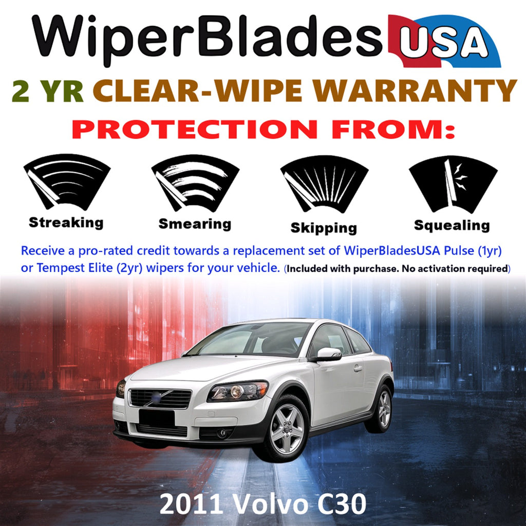 2011 Volvo C30 Front w/Rear Wiper blades Set  Includes 2yr Wear Warranty & Free Delivery