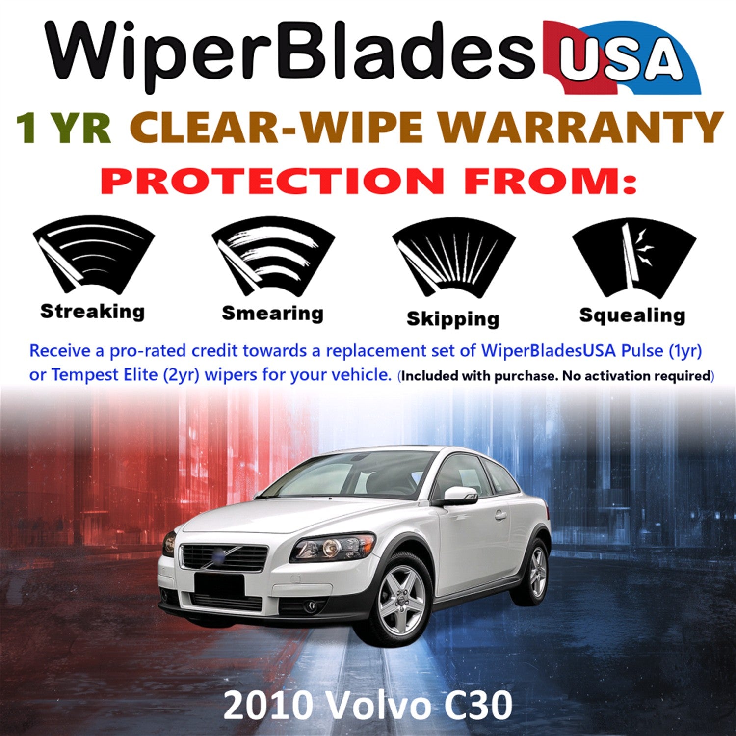 2010 Volvo C30 Front Wiper blades Set Includes 1yr Wear Warranty & Free Delivery