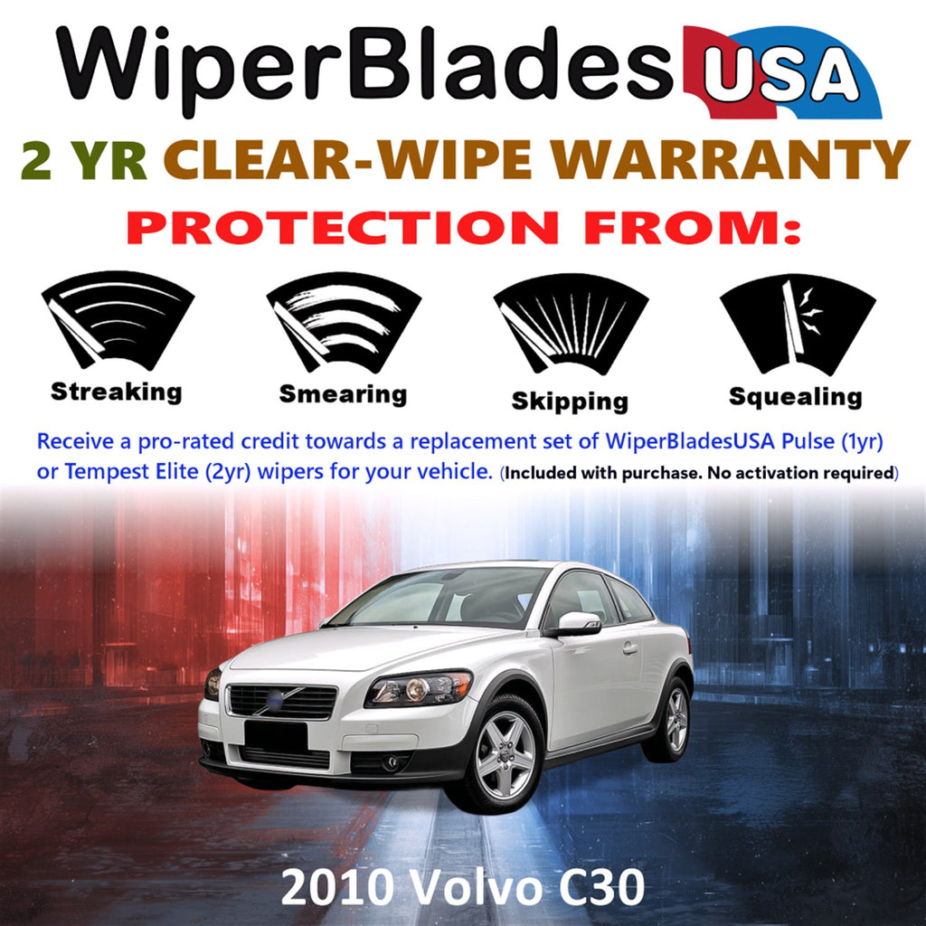 2010 Volvo C30 Front w/Rear Wiper blades Set  Includes 2yr Wear Warranty & Free Delivery