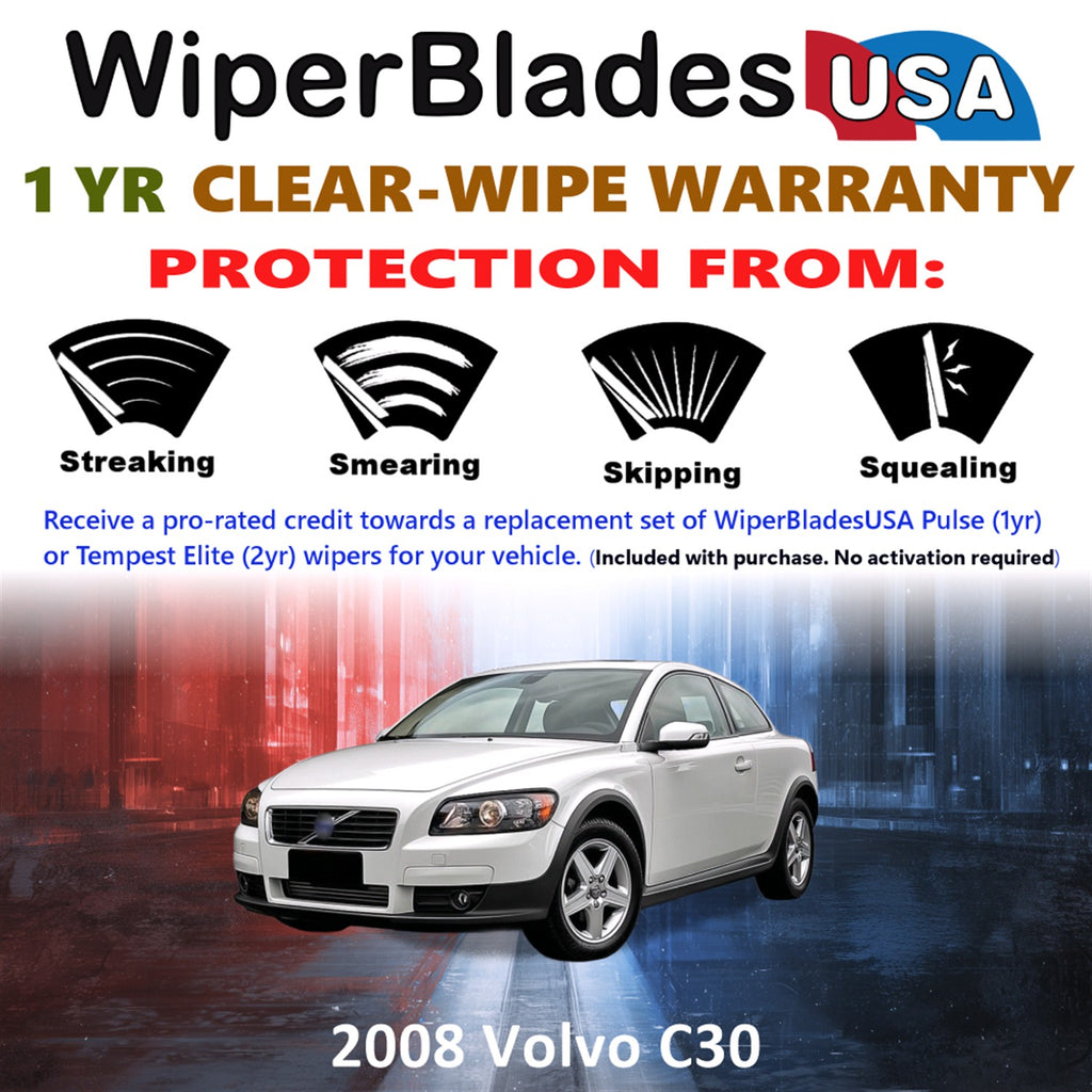 2008 Volvo C30 Front w/Rear Wiper blades Set Includes 1yr Wear Warranty & Free Delivery