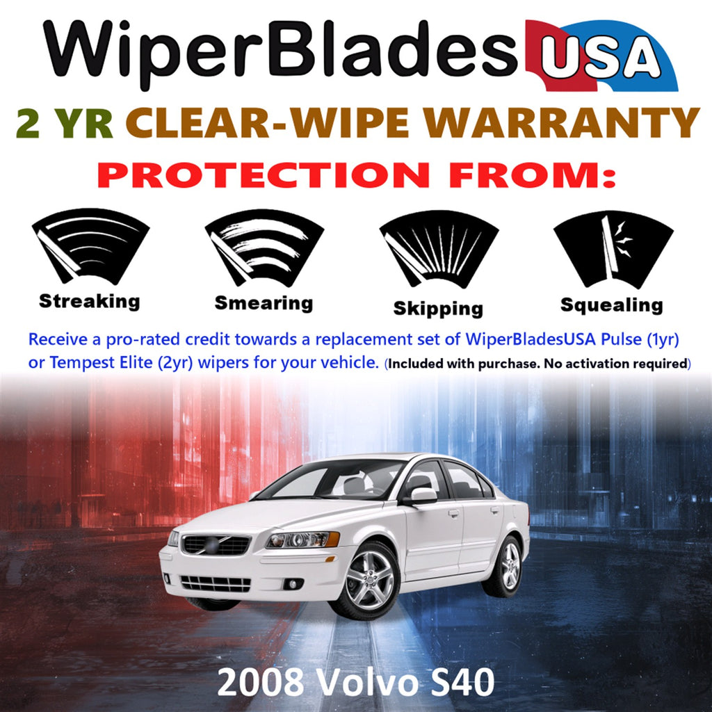 2008 Volvo S40 Front Wiper blades Set  Includes 2yr Wear Warranty & Free Delivery