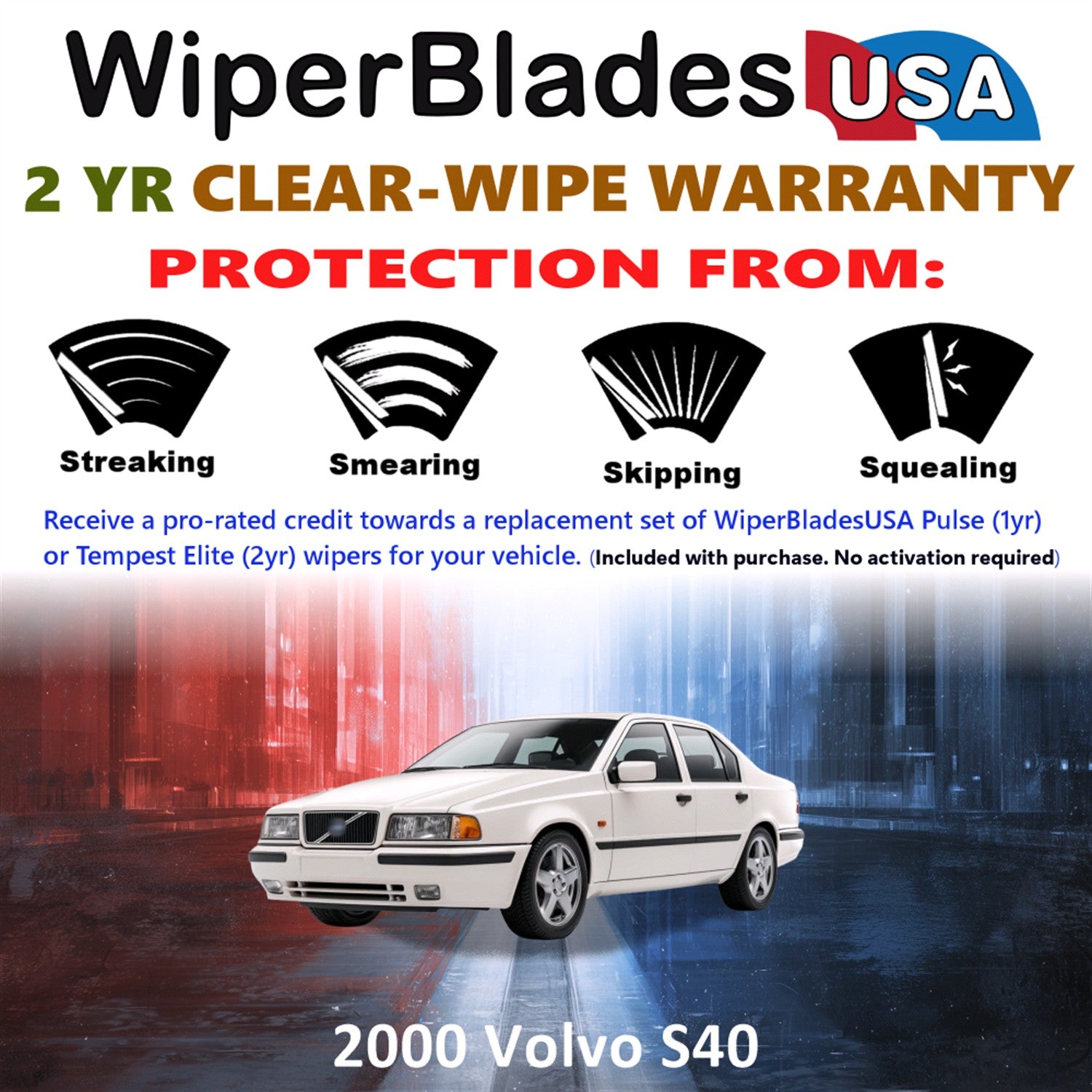 2000 Volvo S40 Front Wiper blades Set  Includes 2yr Wear Warranty & Free Delivery