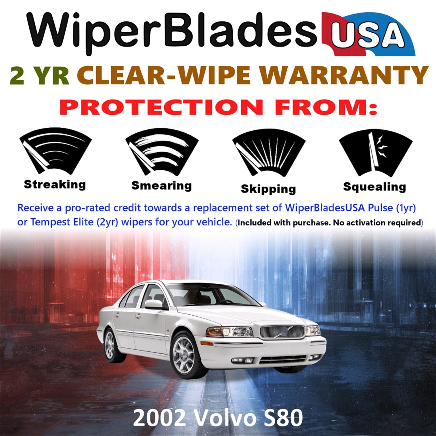 2002 Volvo S80 Front Wiper blades Set  Includes 2yr Wear Warranty & Free Delivery