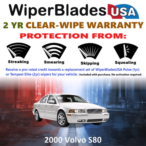 2000 Volvo S80 Front Wiper blades Set  Includes 2yr Wear Warranty & Free Delivery
