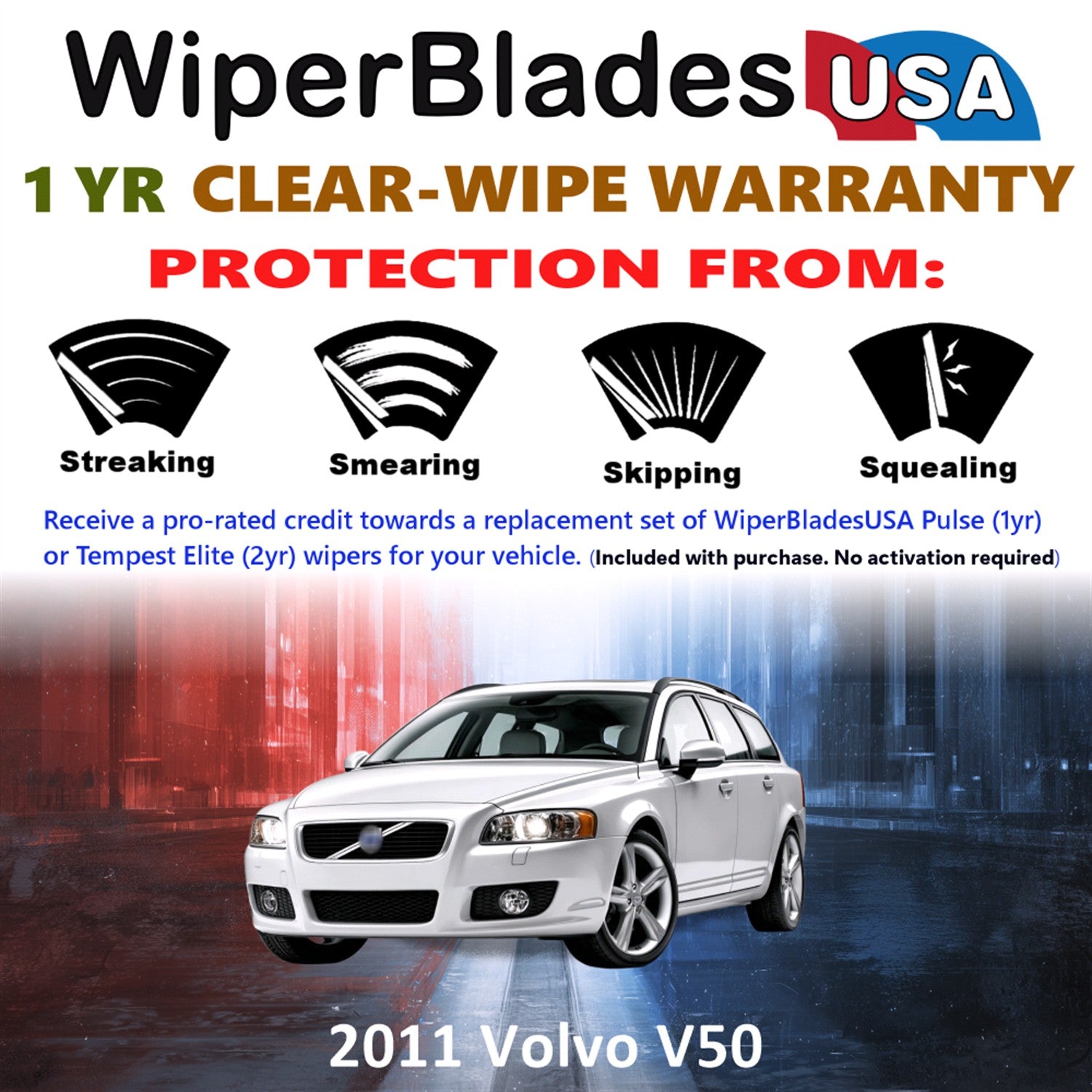 2011 Volvo V50 Front Wiper blades Set Includes 1yr Wear Warranty & Free Delivery