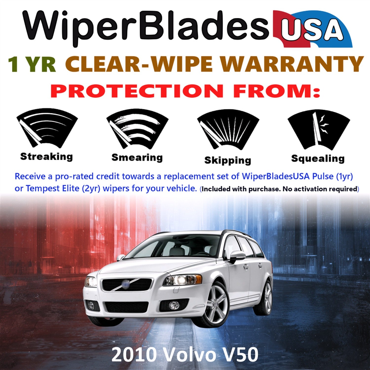 2010 Volvo V50 Front Wiper blades Set Includes 1yr Wear Warranty & Free Delivery