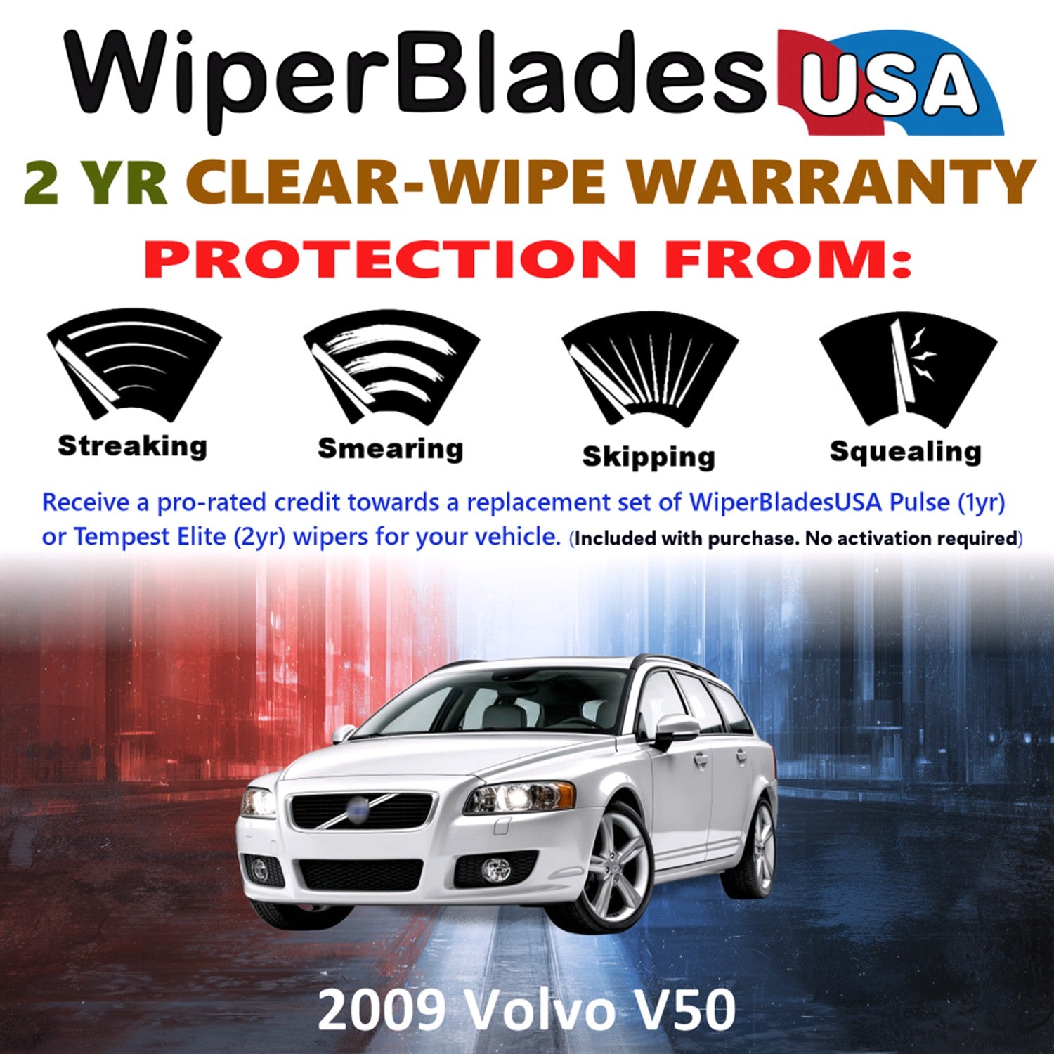 2009 Volvo V50 Front Wiper blades Set  Includes 2yr Wear Warranty & Free Delivery