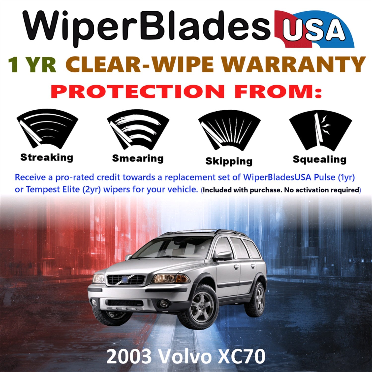 2003 Volvo XC70 Front Wiper blades Set Includes 1yr Wear Warranty & Free Delivery