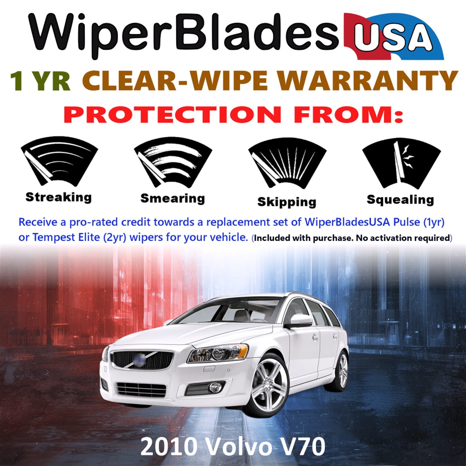 2010 Volvo V70 Front Wiper blades Set Includes 1yr Wear Warranty & Free Delivery