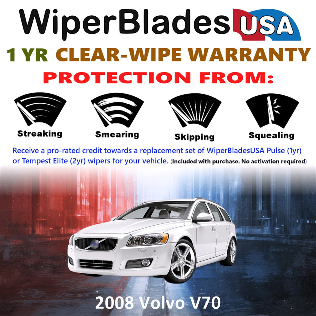 2008 Volvo V70 Front w/Rear Wiper blades Set Includes 1yr Wear Warranty & Free Delivery