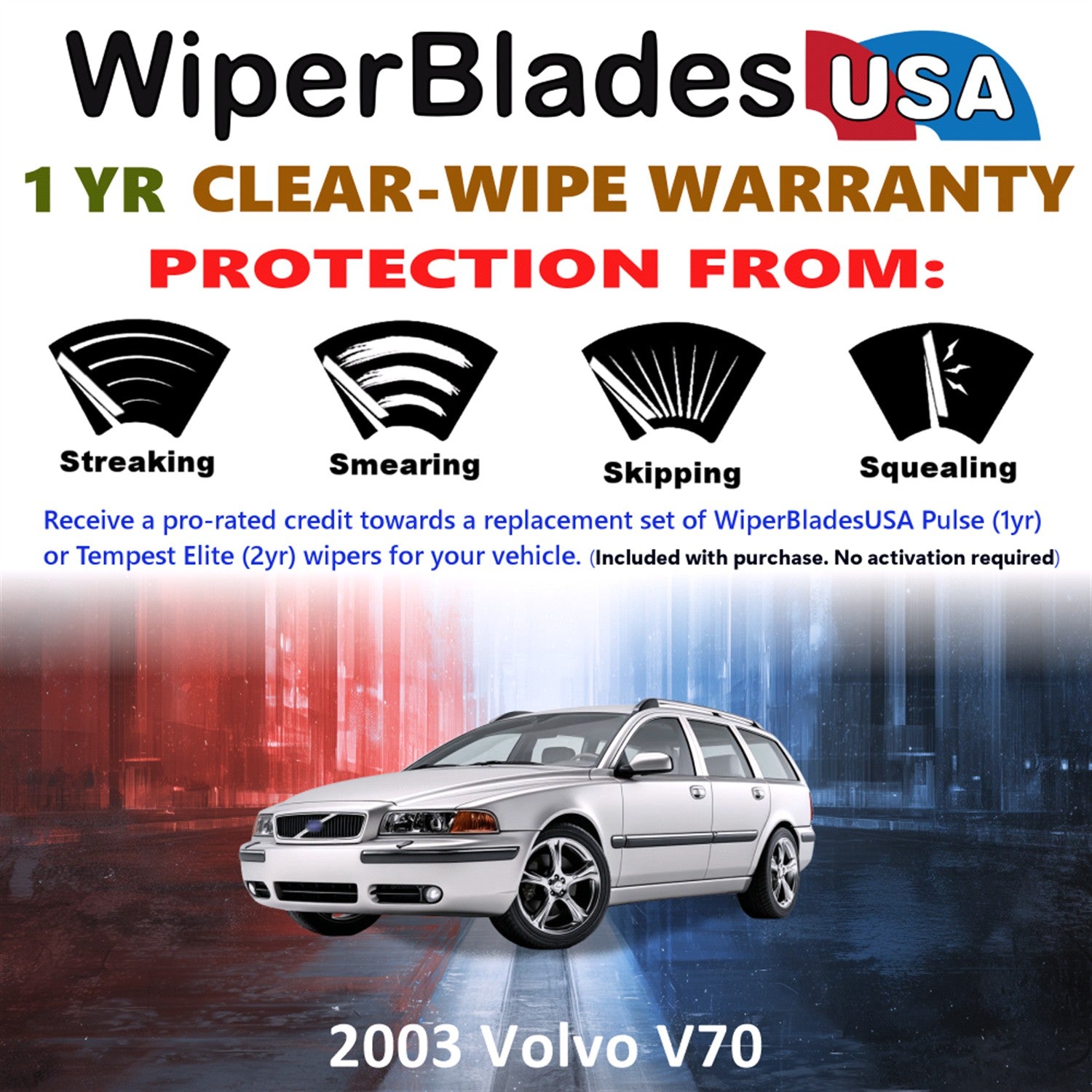 2003 Volvo V70 Front Wiper blades Set Includes 1yr Wear Warranty & Free Delivery