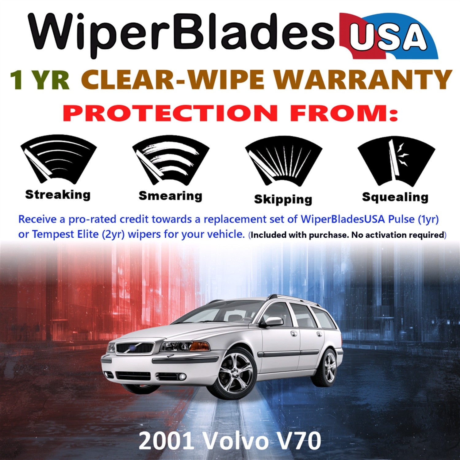 2001 Volvo V70 Front Wiper blades Set Includes 1yr Wear Warranty & Free Delivery
