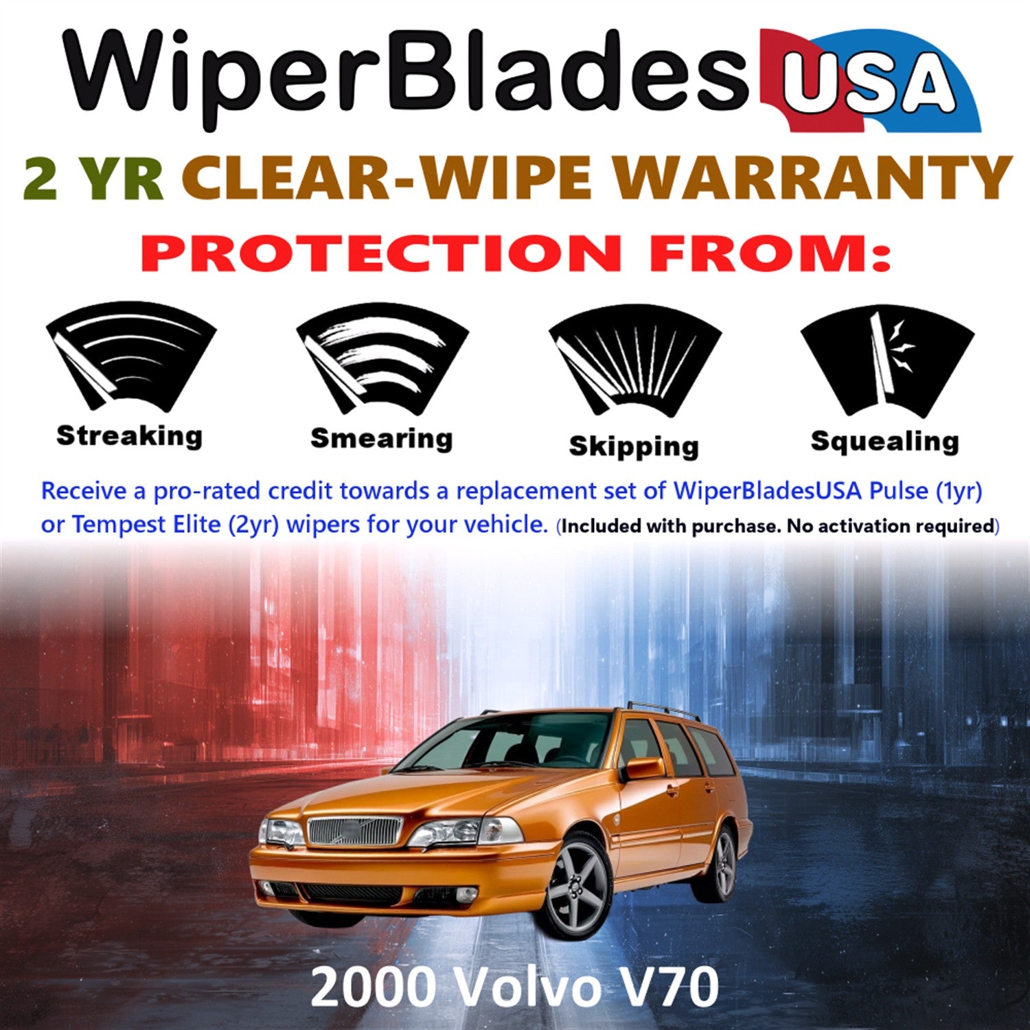 2000 Volvo V70 Front Wiper blades Set  Includes 2yr Wear Warranty & Free Delivery