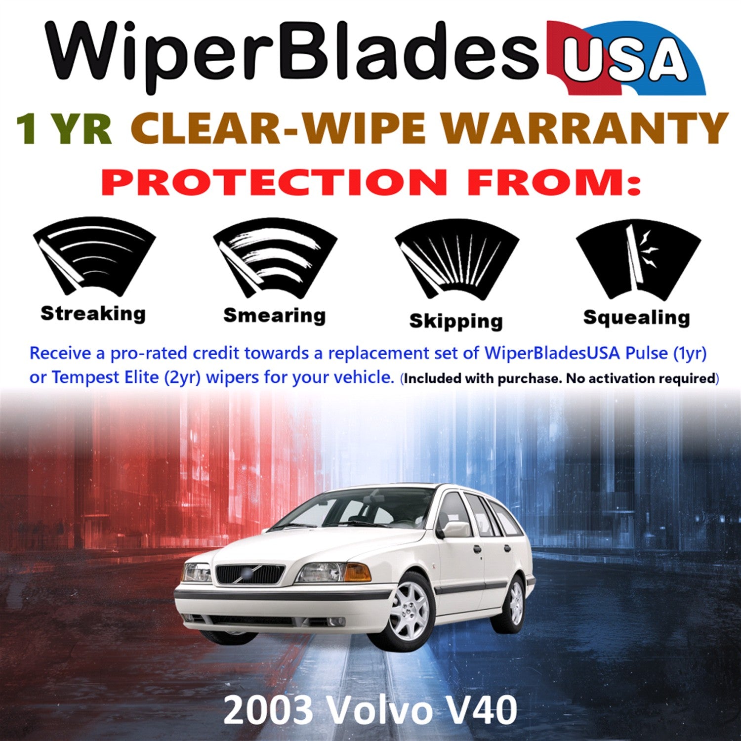 2003 Volvo V40 Front Wiper blades Set Includes 1yr Wear Warranty & Free Delivery