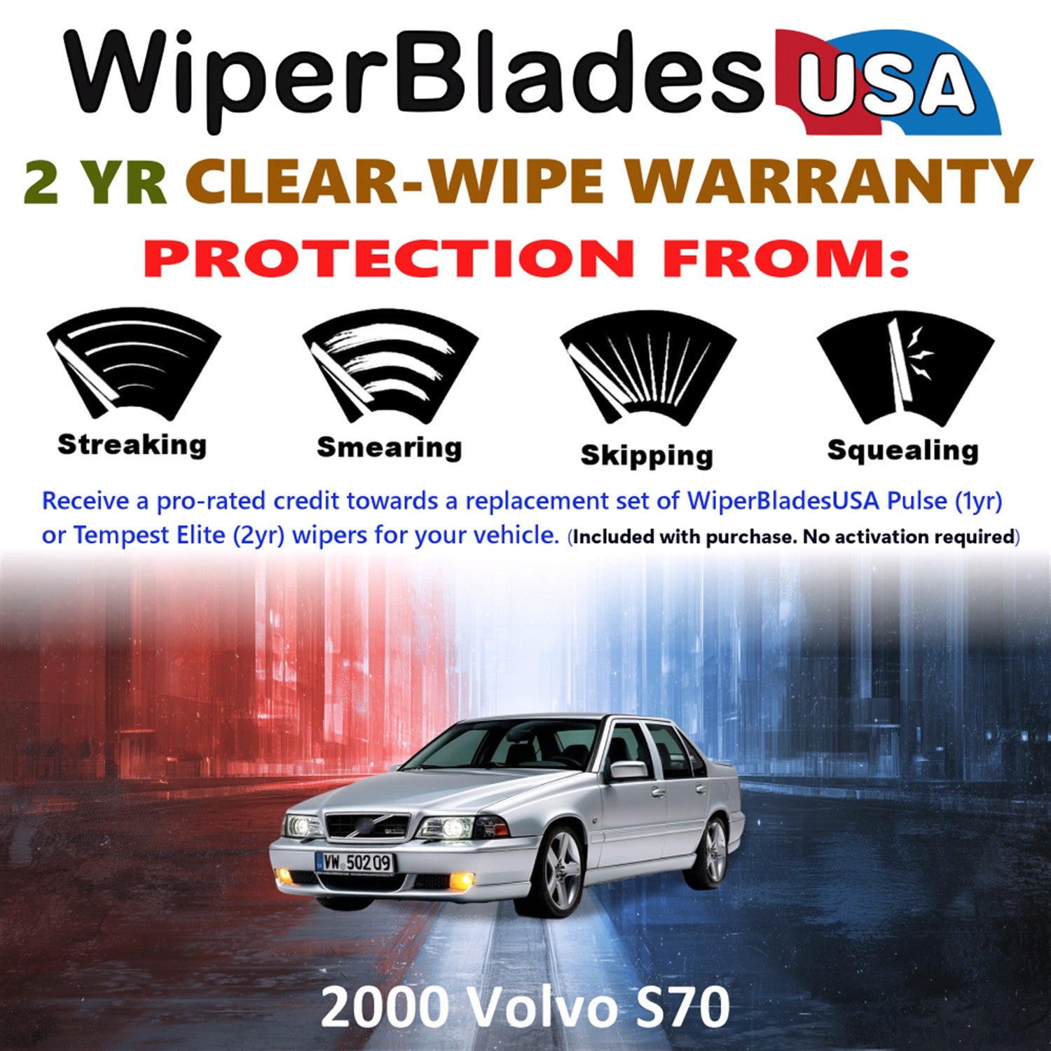 2000 Volvo S70 Front Wiper blades Set  Includes 2yr Wear Warranty & Free Delivery