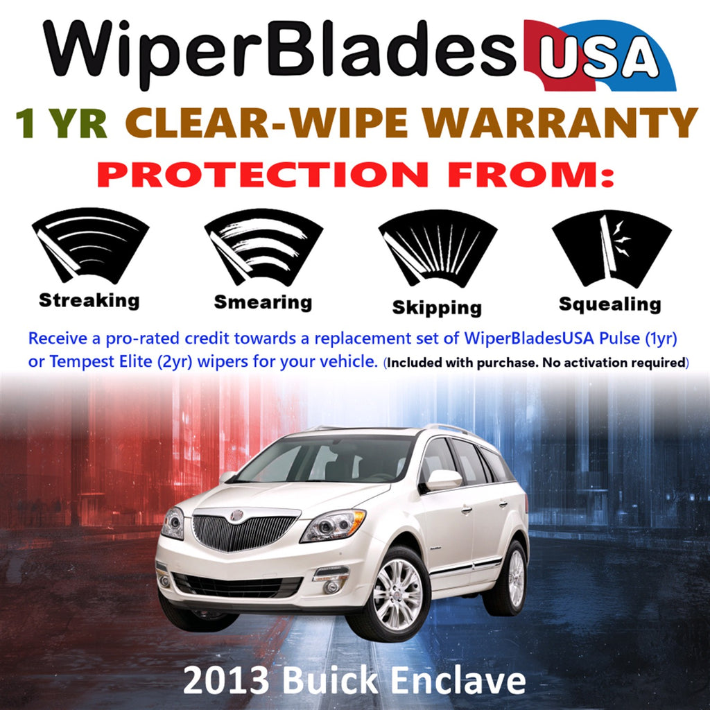2013 Buick Enclave Front w/Rear Wiper blades Set Includes 1yr Wear Warranty & Free Delivery