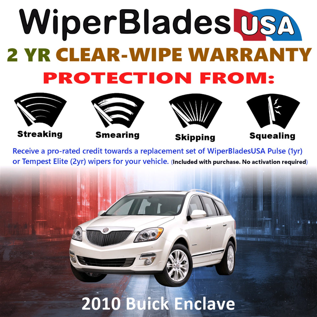 2010 Buick Enclave Front Wiper blades Set  Includes 2yr Wear Warranty & Free Delivery