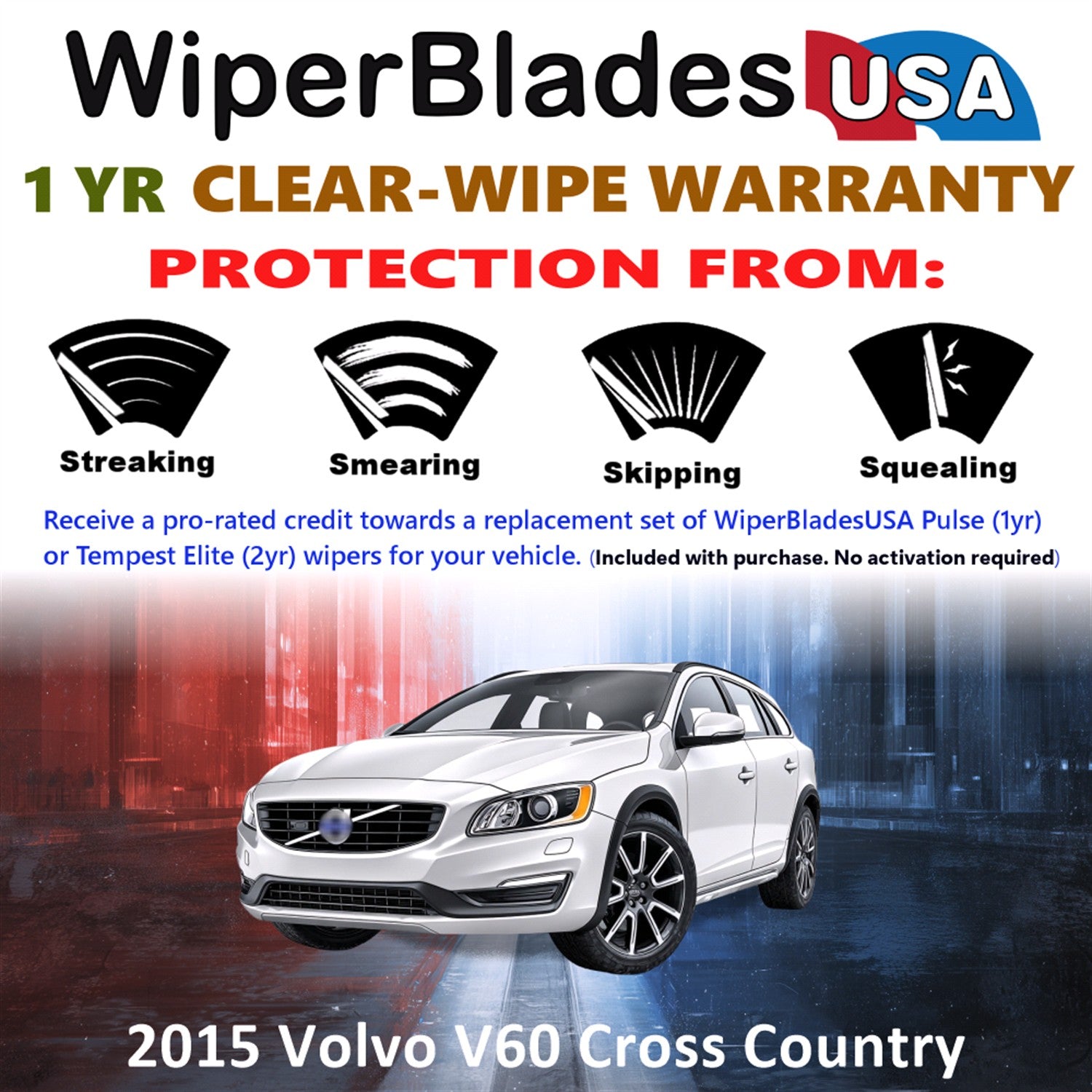2015 Volvo V60 Cross Country Front Wiper blades Set Includes 1yr Wear Warranty & Free Delivery