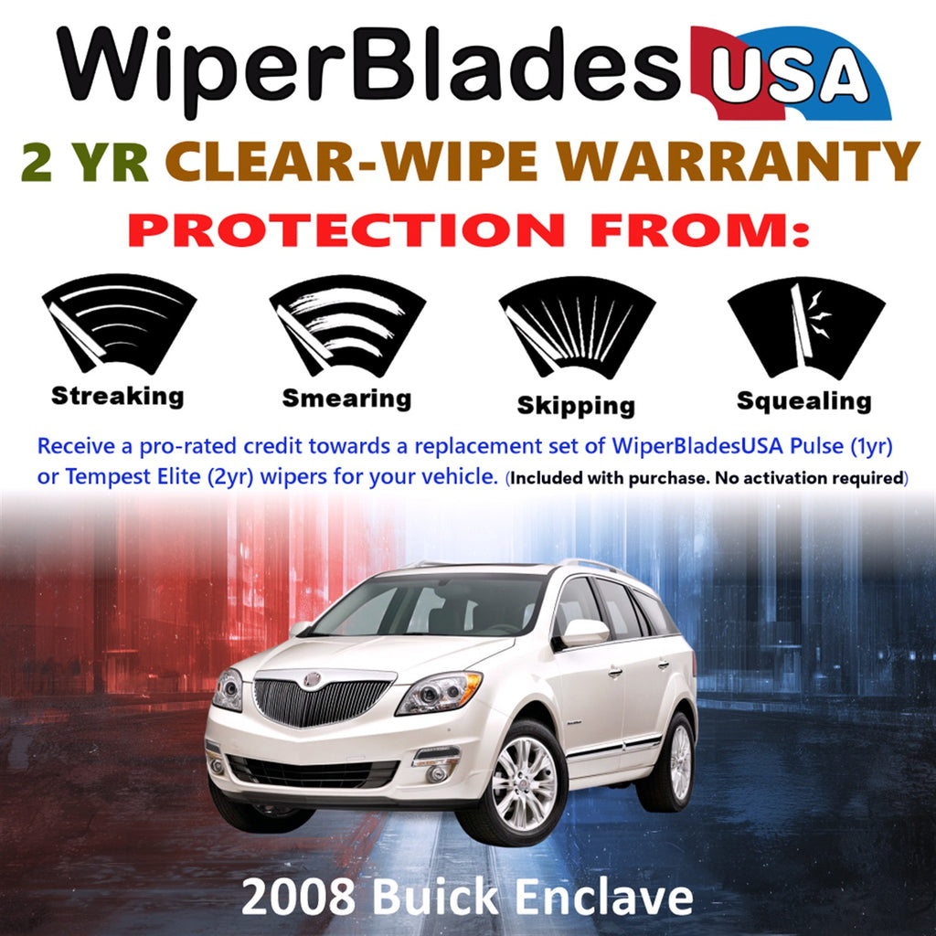 2008 Buick Enclave Front w/Rear Wiper blades Set  Includes 2yr Wear Warranty & Free Delivery