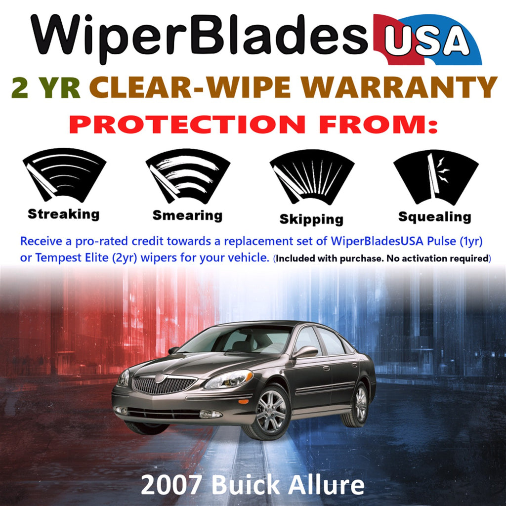 2007 Buick Allure Front Wiper blades Set  Includes 2yr Wear Warranty & Free Delivery