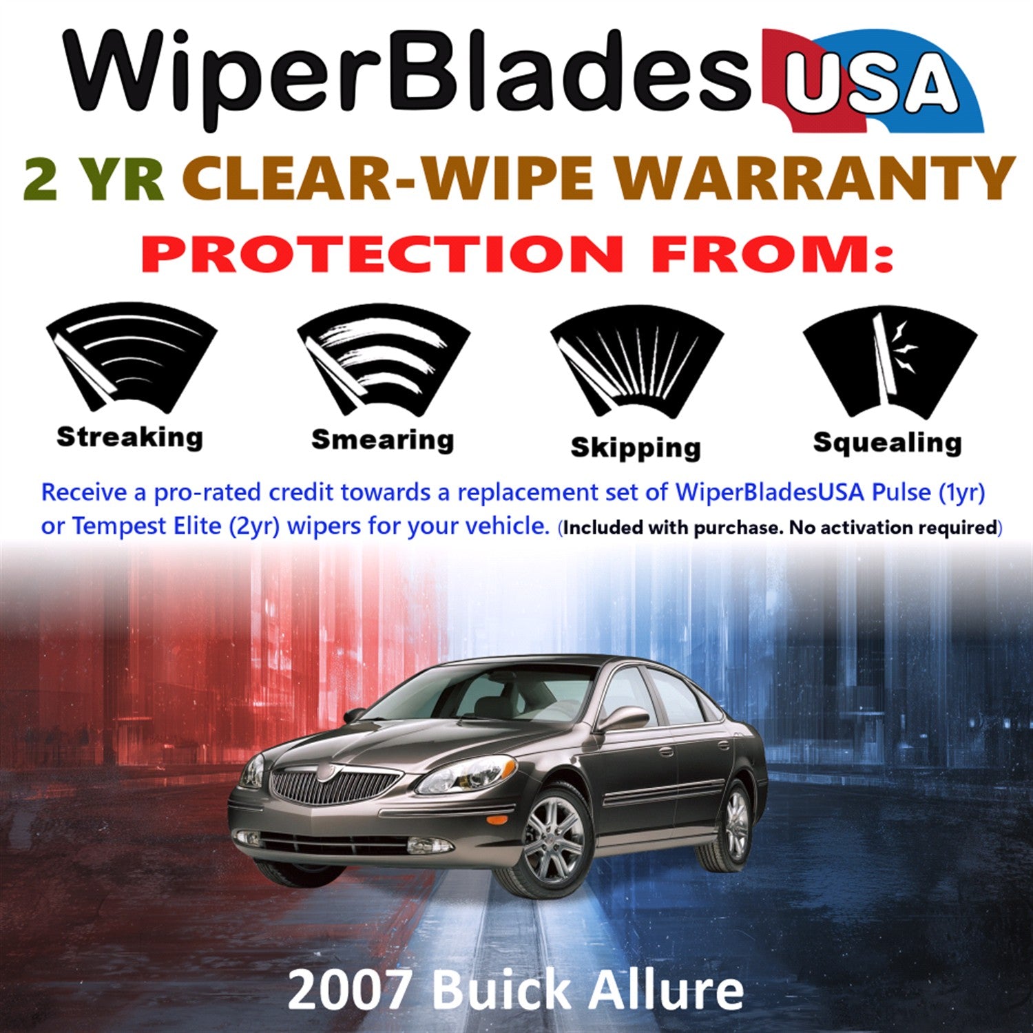2007 Buick Allure Front Wiper blades Set  Includes 2yr Wear Warranty & Free Delivery
