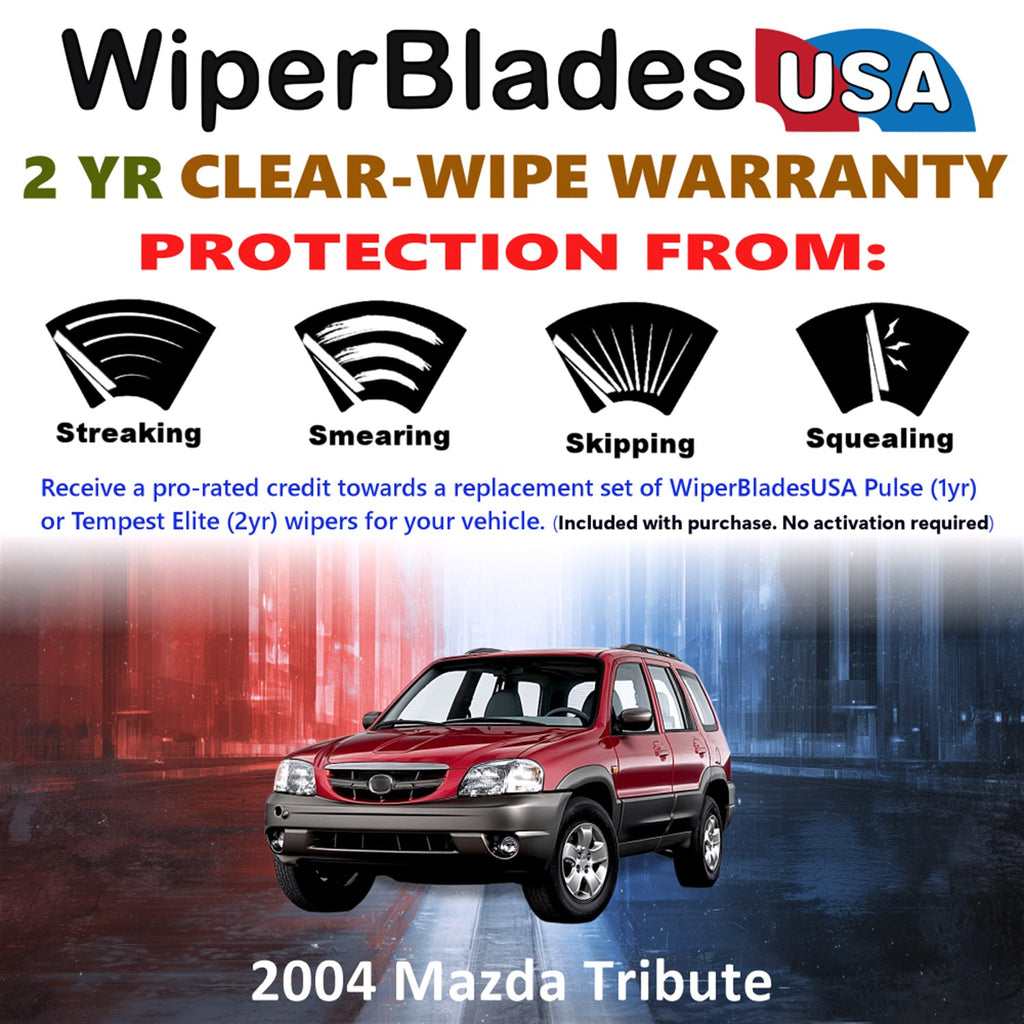 2004 Mazda Tribute Front Wiper blades Set  Includes 2yr Wear Warranty & Free Delivery