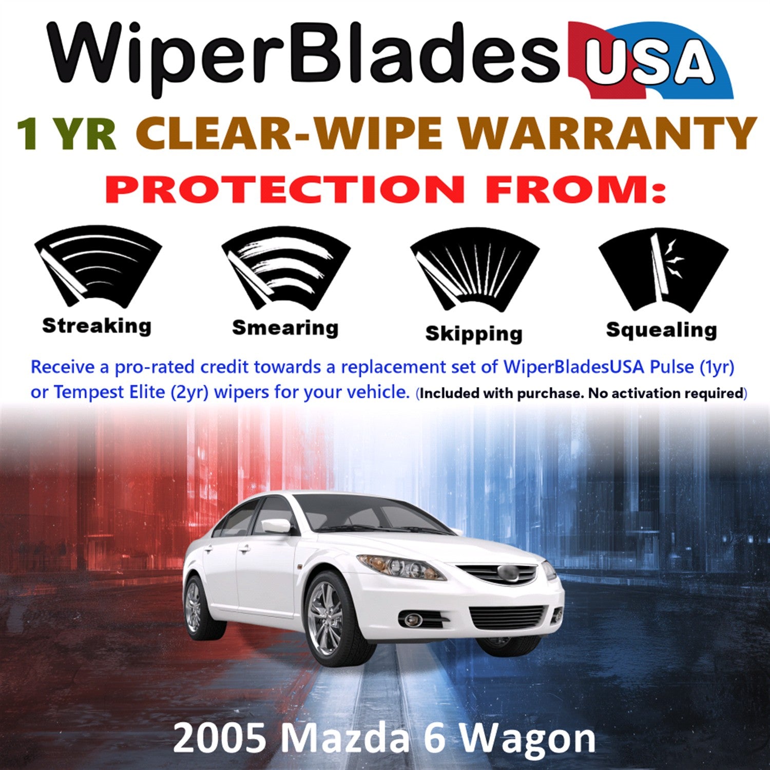 2005 Mazda 6 Front Wiper blades Set Includes 1yr Wear Warranty & Free Delivery