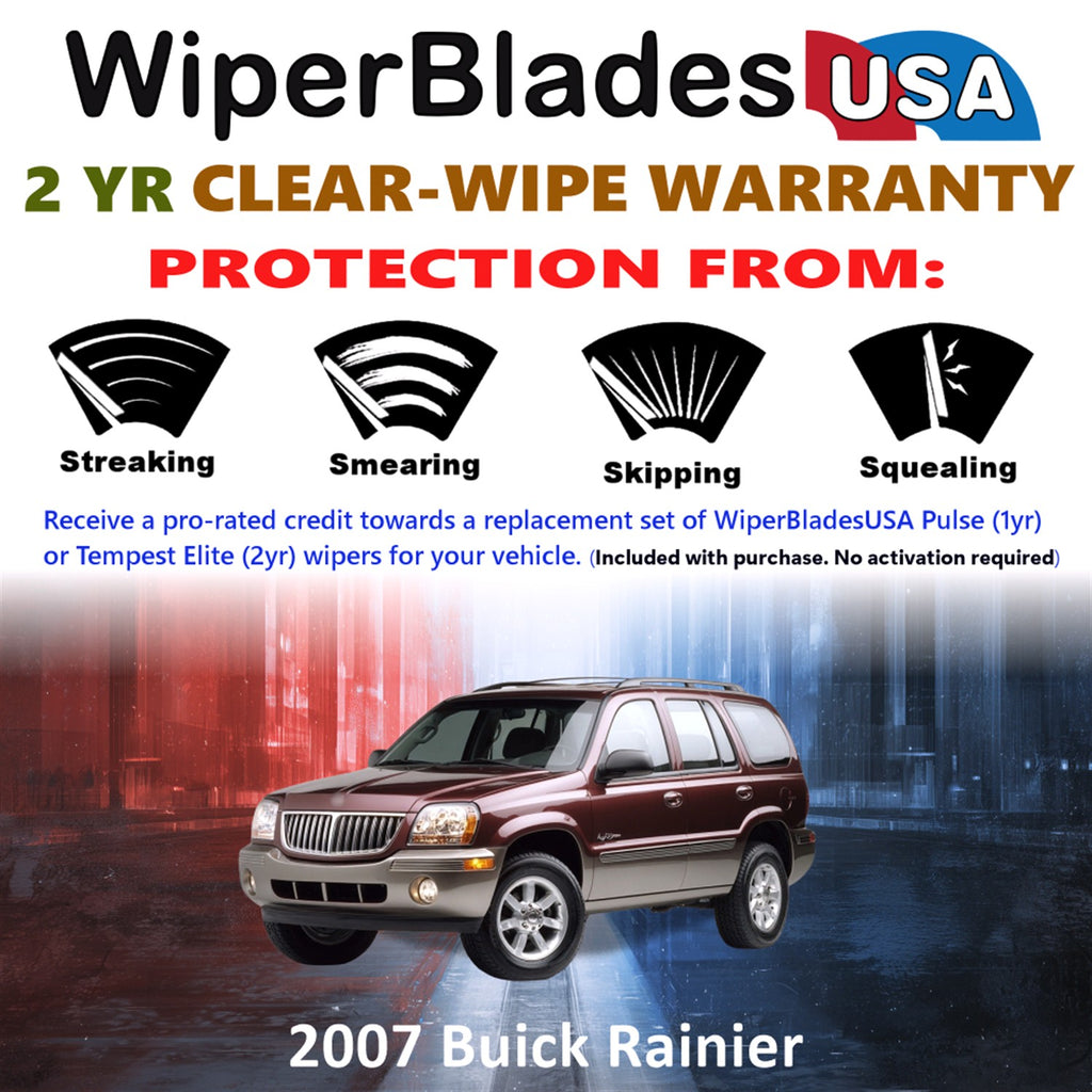 2007 Buick Rainier Front Wiper blades Set  Includes 2yr Wear Warranty & Free Delivery