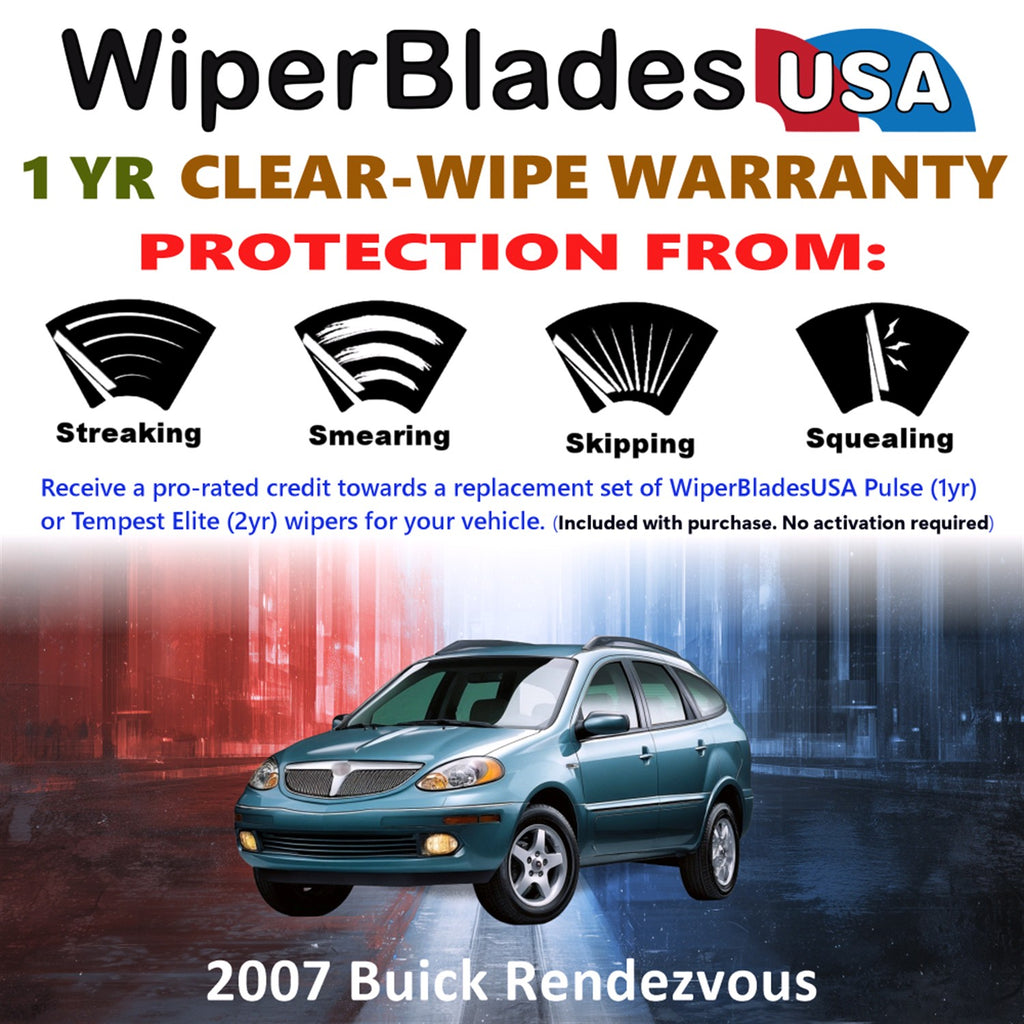 2007 Buick Rendezvous Front w/Rear Wiper blades Set Includes 1yr Wear Warranty & Free Delivery