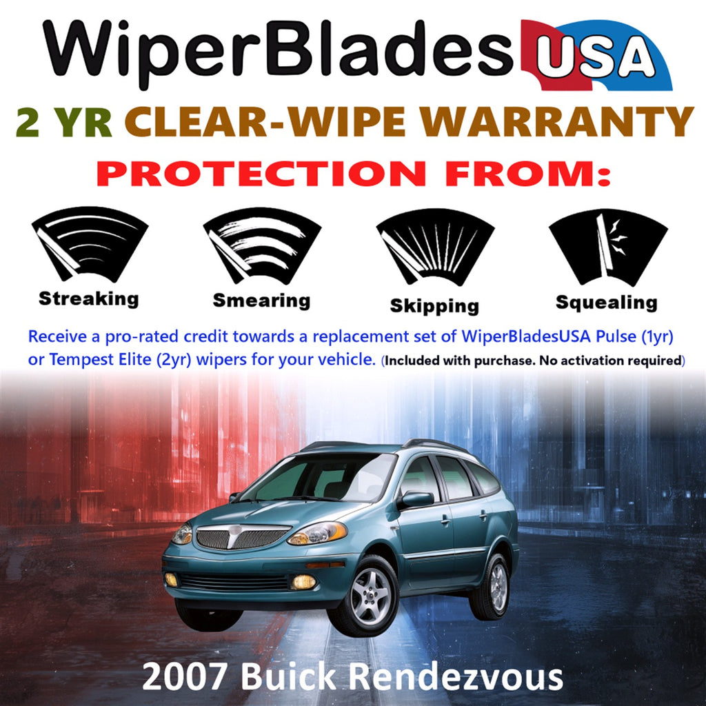 2007 Buick Rendezvous Front w/Rear Wiper blades Set  Includes 2yr Wear Warranty & Free Delivery