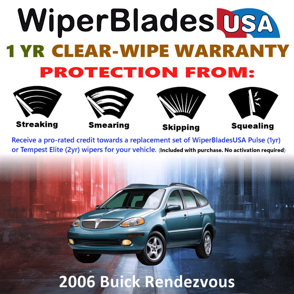 2006 Buick Rendezvous Front Wiper blades Set Includes 1yr Wear Warranty & Free Delivery
