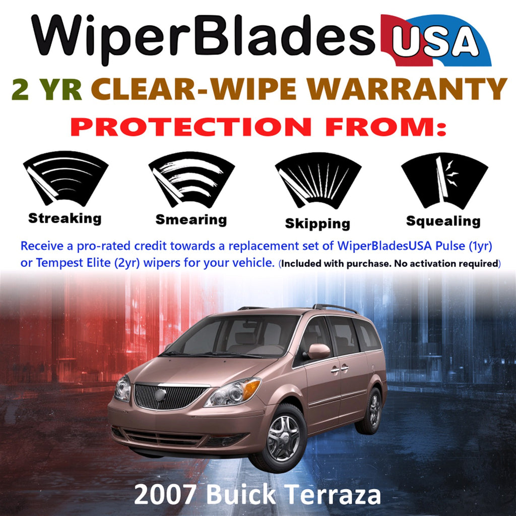 2007 Buick Terraza Front Wiper blades Set  Includes 2yr Wear Warranty & Free Delivery
