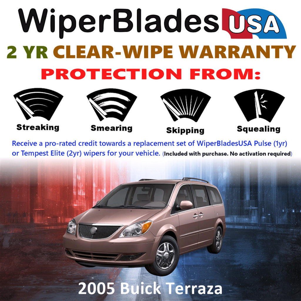 2005 Buick Terraza Front Wiper blades Set  Includes 2yr Wear Warranty & Free Delivery