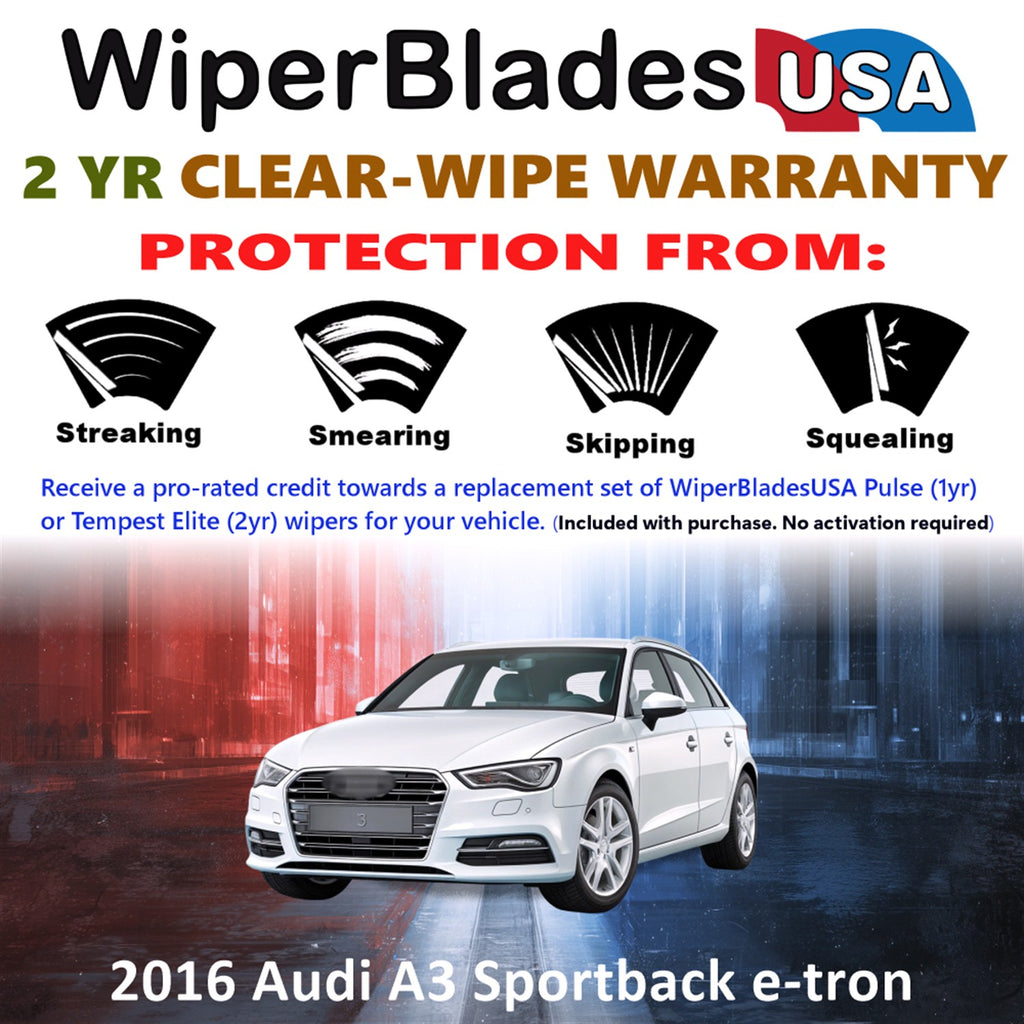 2016 Audi A3 Sportback e-tron Front Wiper blades Set  Includes 2yr Wear Warranty & Free Delivery