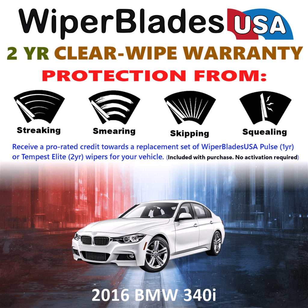 2016 BMW 340i Front Wiper blades Set  Includes 2yr Wear Warranty & Free Delivery