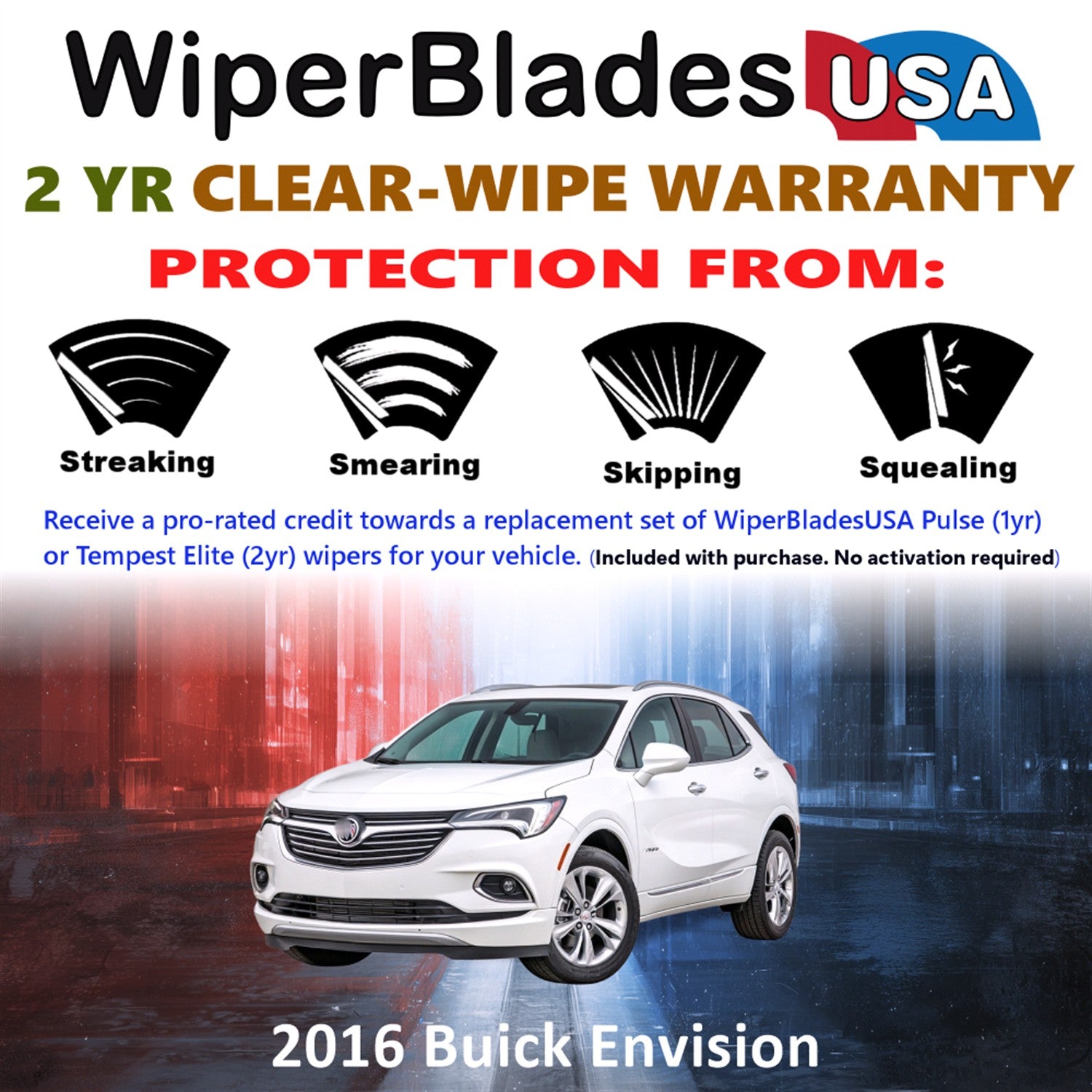 2016 Buick Envision Front Wiper blades Set  Includes 2yr Wear Warranty & Free Delivery